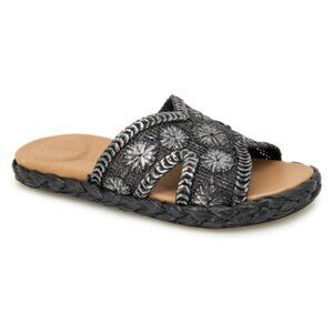Gentle Souls by Kenneth Cole Women's Tristan Pewter Woven Slide Sandal Size 6.5M